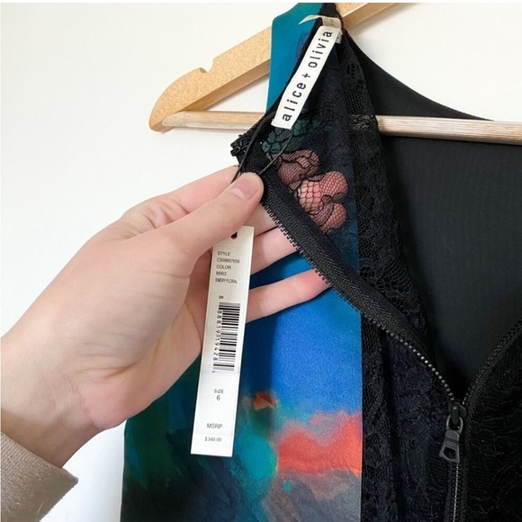 NWT Alice + Olivia Bella Watercolor A-Line Dress - Picture 7 of 7